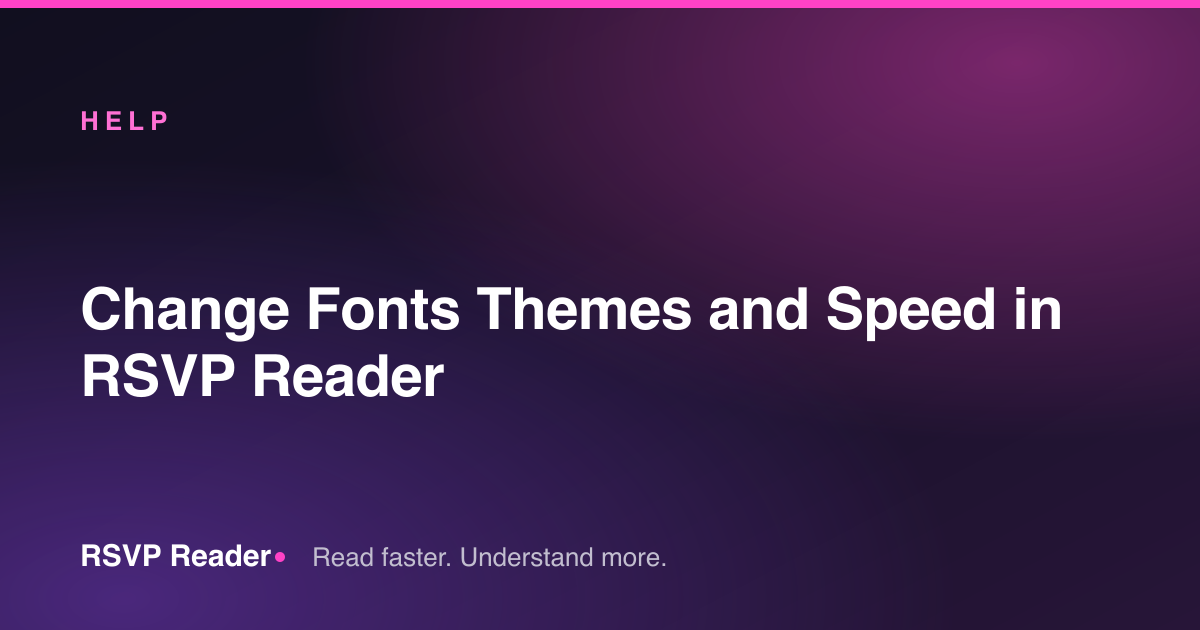 Change Fonts Themes and Speed in RSVP Reader — RSVP Reader